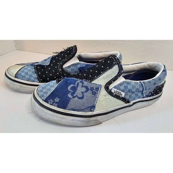 Vans Kids Slip On Patchwork Denim Sneakers Size US 3.0 - Picture 1 of 8